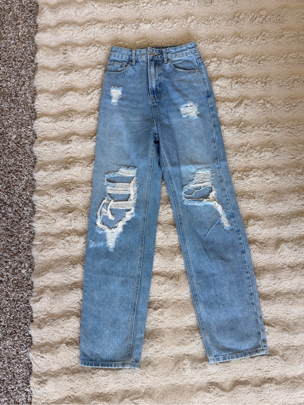 Light Blue Distressed High-Rise Women's Jeans